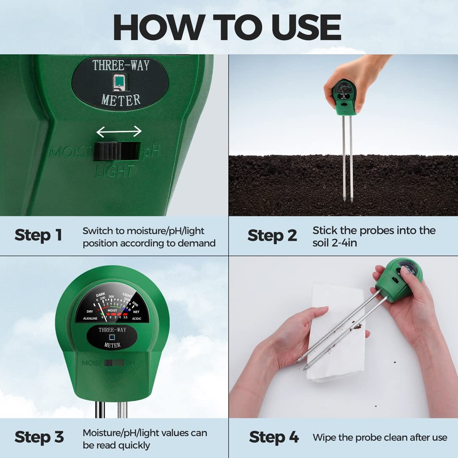 3-in-1 Soil Tester/Flower Soil Moisture Meter/Horticultural Planting Soil Tester/Moisture Meter