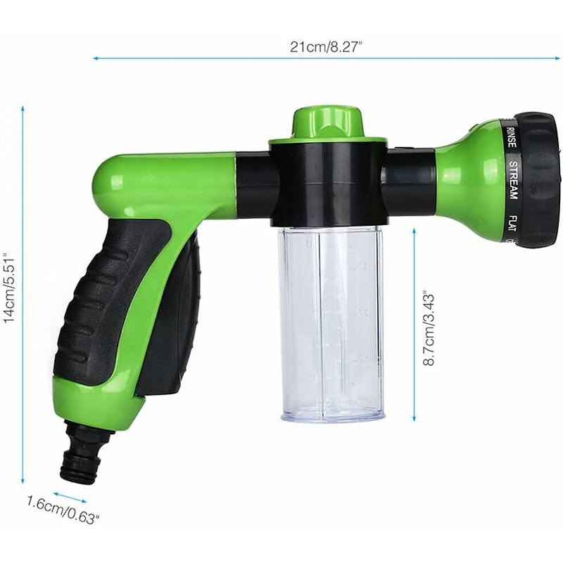 High Pressure Hose Spray Nozzle Water Gun/8 Way Spray Pattern for Lawn/Clean Plants/Car Wash/Showering Pet